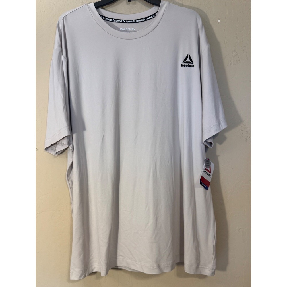 Reebok‎ T-Shirt Men 2XL Gray Athletic Performance Short Sleeve Logo Gym NEW